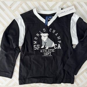 JANIE & JACK Bulldog Black Long Sleeve Top, 3T - NEW